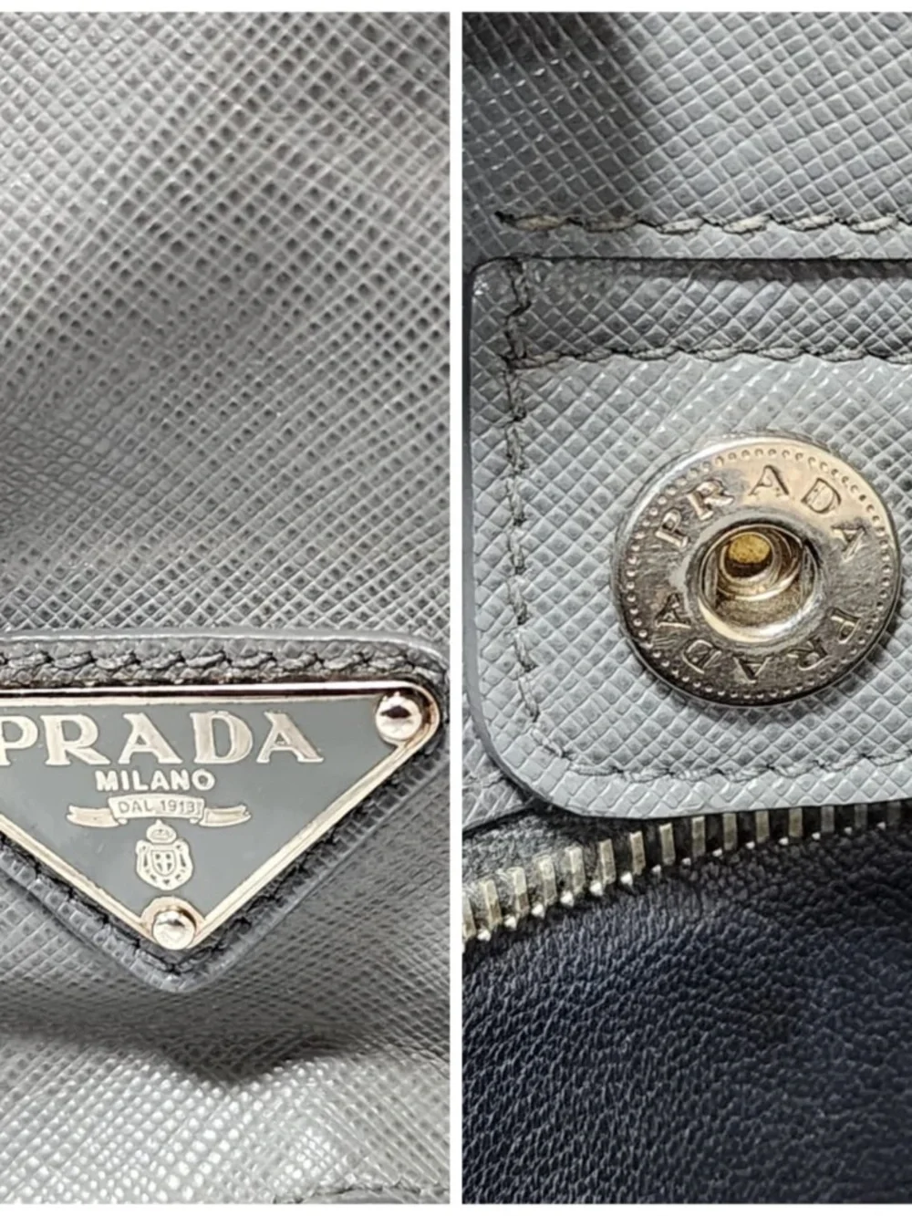 Authentic Prada Saffiano Lux Leather Galleria Tote Bag Grey - Picture 6 of 13